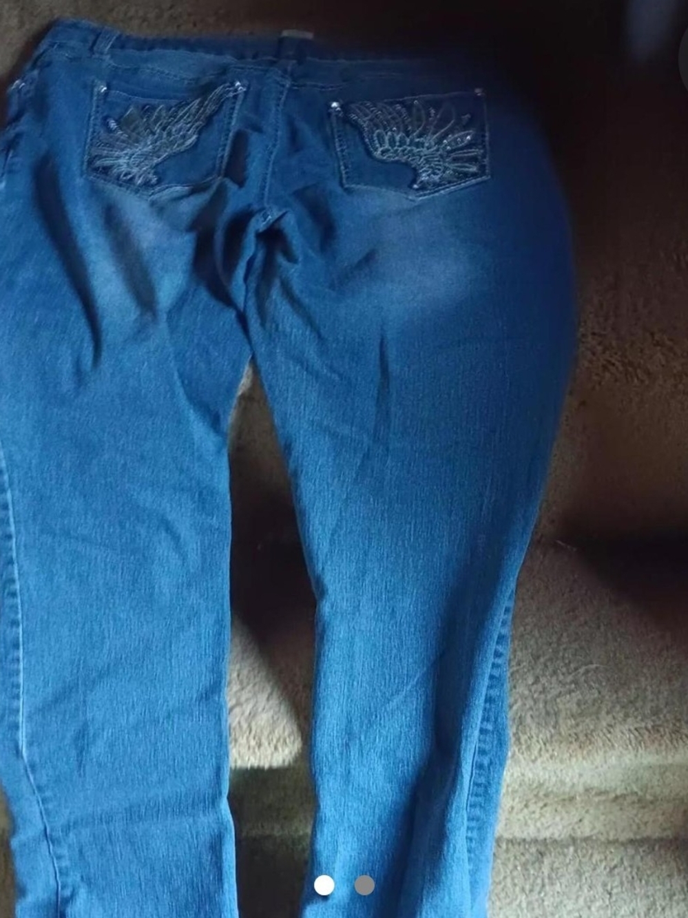 Faded Glory Blue Women's Embroidered Back-Pocket Skinny Jeans